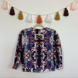 Lovers + Friends Kaleidoscope Print Cropped Blouse Size Small